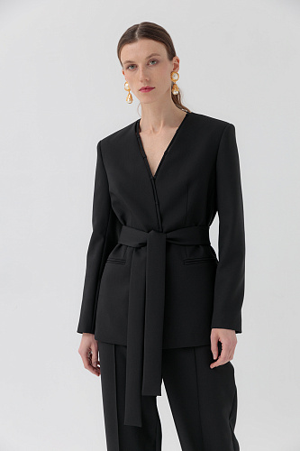 Черный жакет на поясе Стильвио
